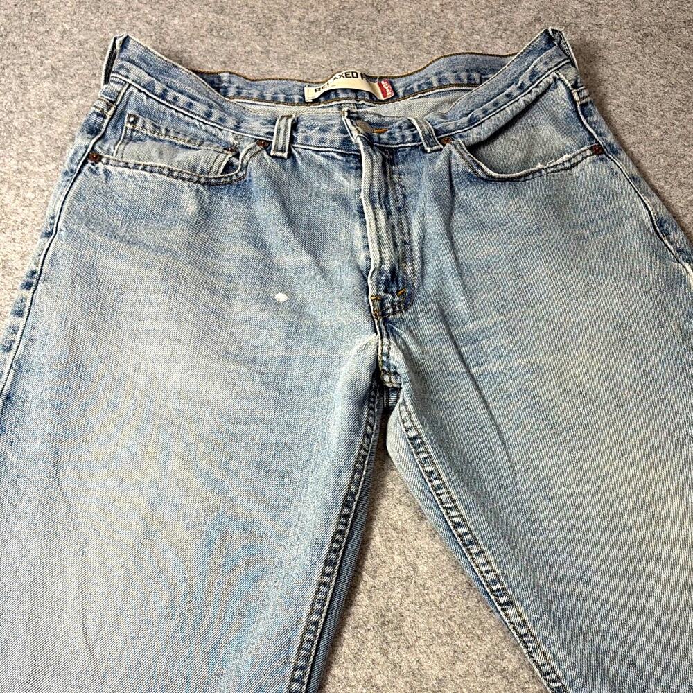 levis mens relaxed straight jeans blue light wash cotton denim Flaws see pic